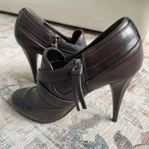Brown leather miu miu heels